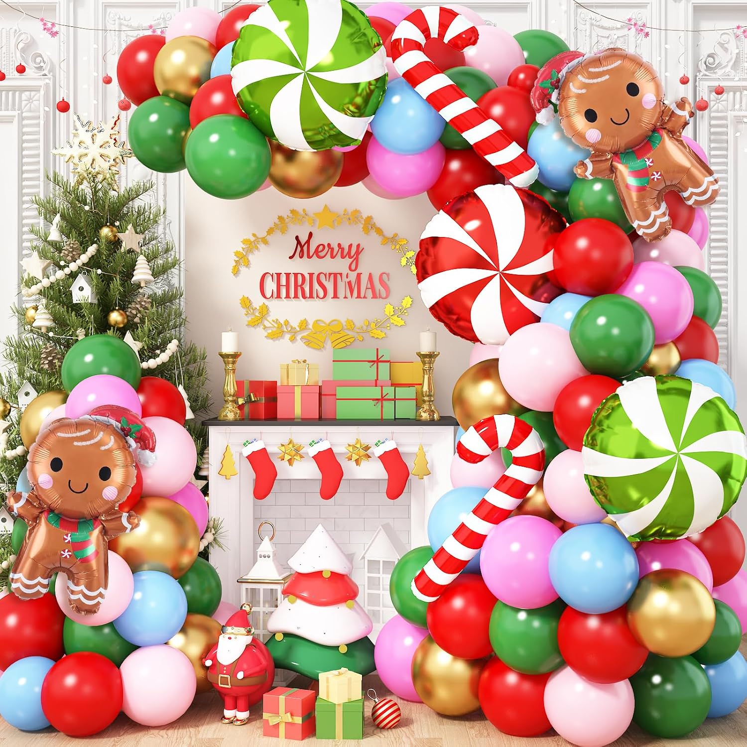 Balloon Arch Kit - Weihnachtsballon-Girlanden-Bogen-Set 113-teilig Weihnachtsballon-Bogen Rosa Blau Rot