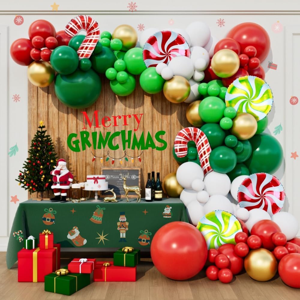 Balloon Arch Kit - Weihnachts-Ballonbogen-Girlanden-Set 160 Stück Rot-Grüne Ballons für