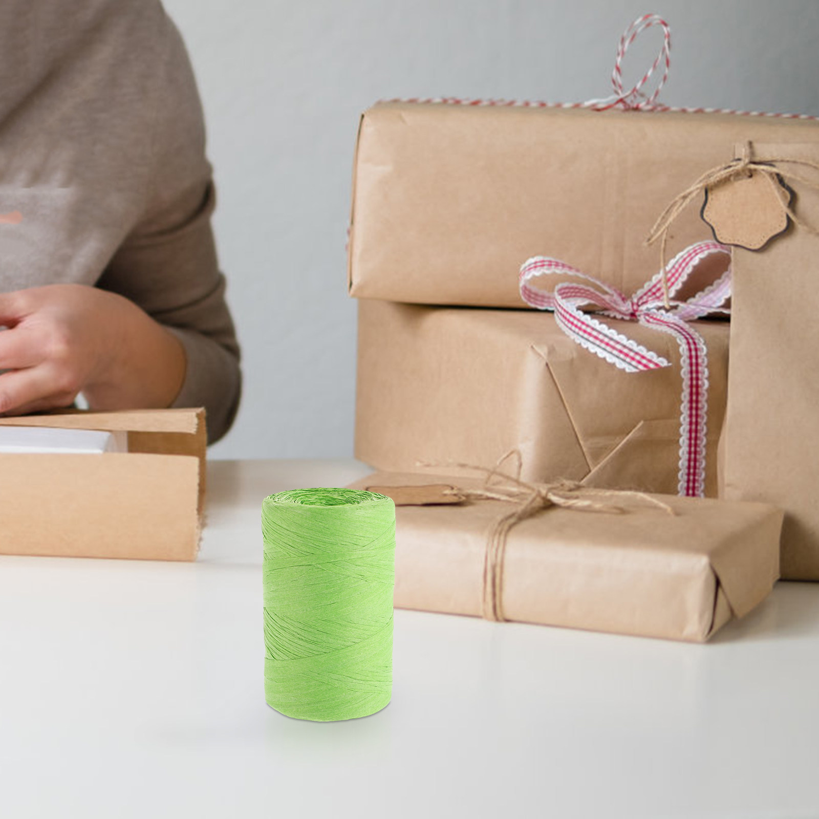 Papercraft Supply Ribbon - Farbiges Flachband aus Raffiapapier, Verpackungsband, Bastelbedarf,