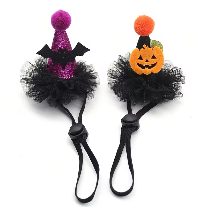 Party Hat Cone - Halloween Mini-Haustier-Party-Stirnband Fledermaus- & Kürbis-Kegelhut mit