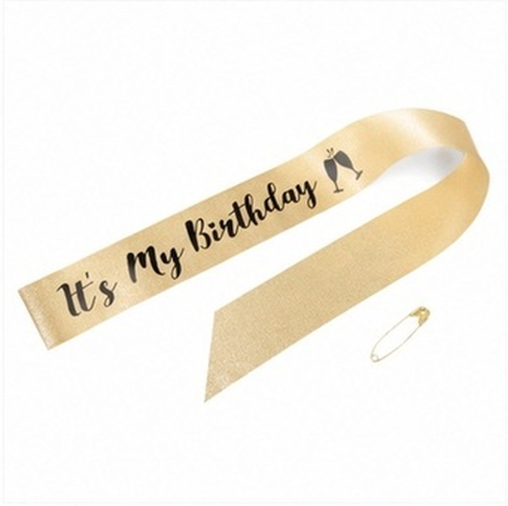 Birthday Sash Glitter - 1 Stück Geburtstags-Schulterband aus Glitzerstoff, farbechtes