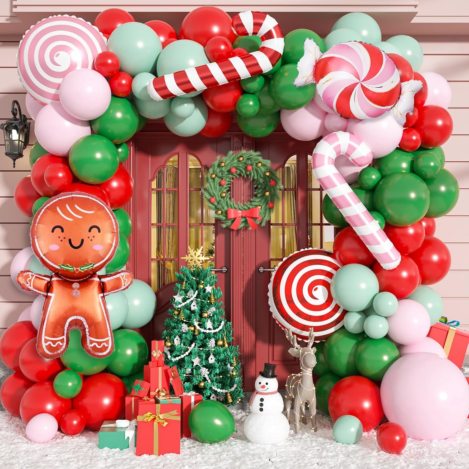 Balloon Arch Kit - Weihnachts-Ballongirlanden-Bogen-Set, 115-teilig, Rosa Rot Grün Party-Deko