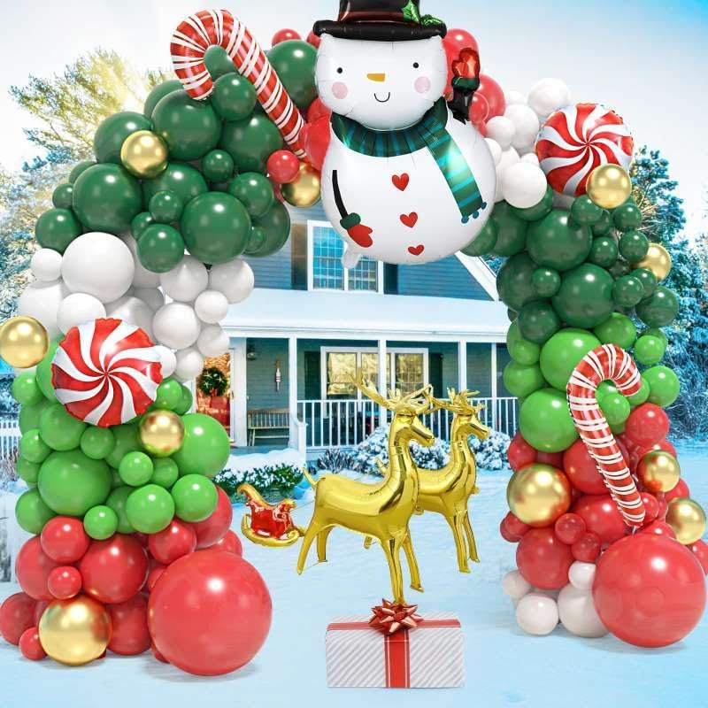 Balloon Arch Kit - 183-teiliges Weihnachts-Ballon-Girlanden-Bogen-Set mit Rot, Gold, Grün,
