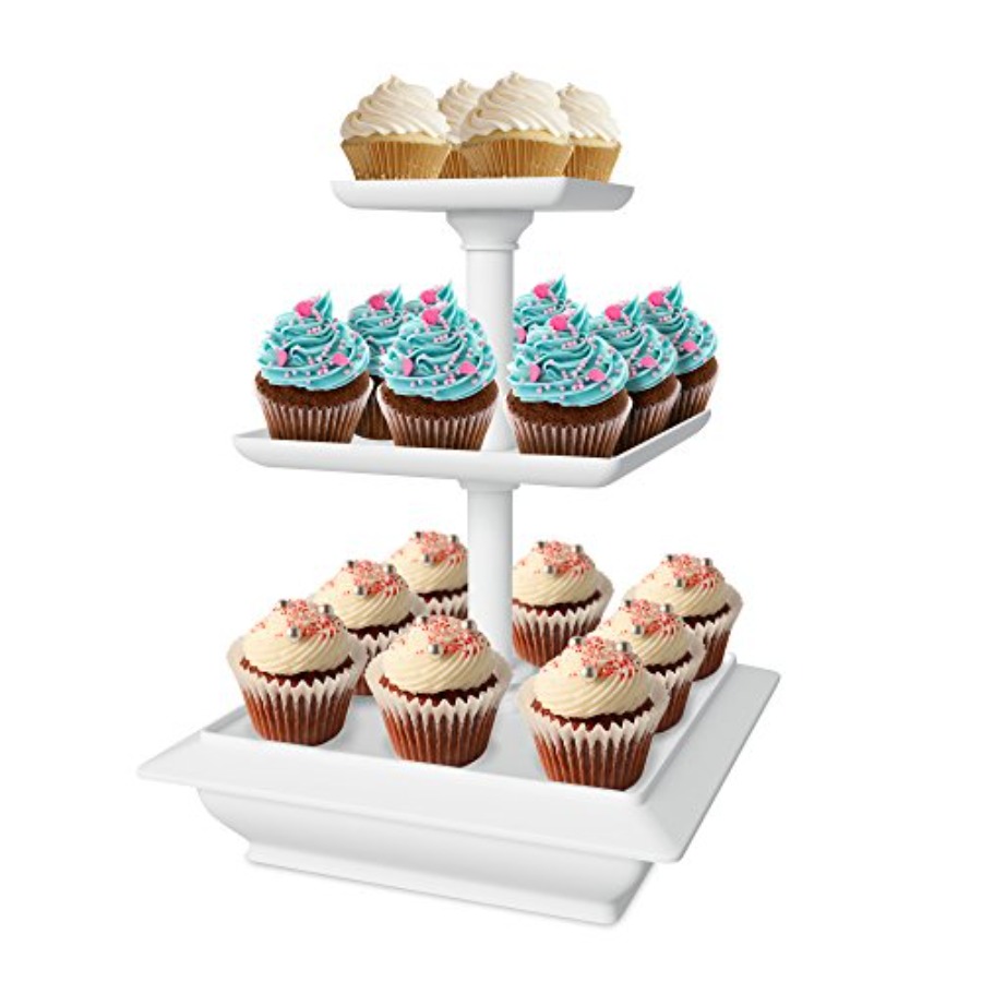 Cupcake Stand Tier - 3-stöckiger Cupcake-Ständer - Quadratischer Präsentationsständer für