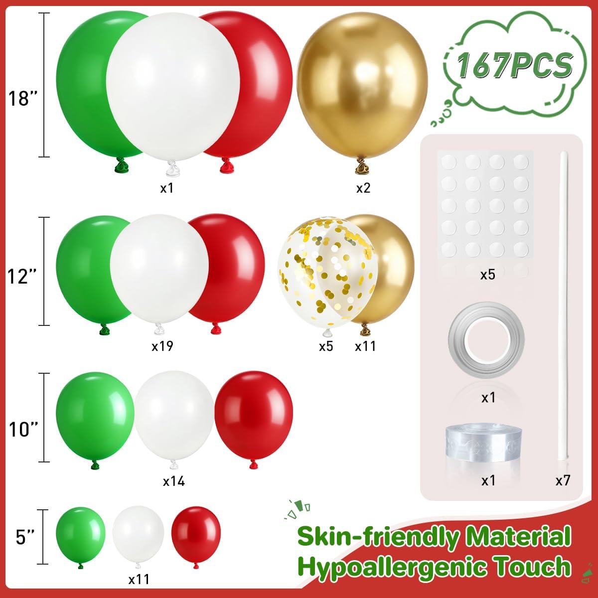 Roter, weißer, grüner und gold – Balloon Arch Kit Bewertung und Preis