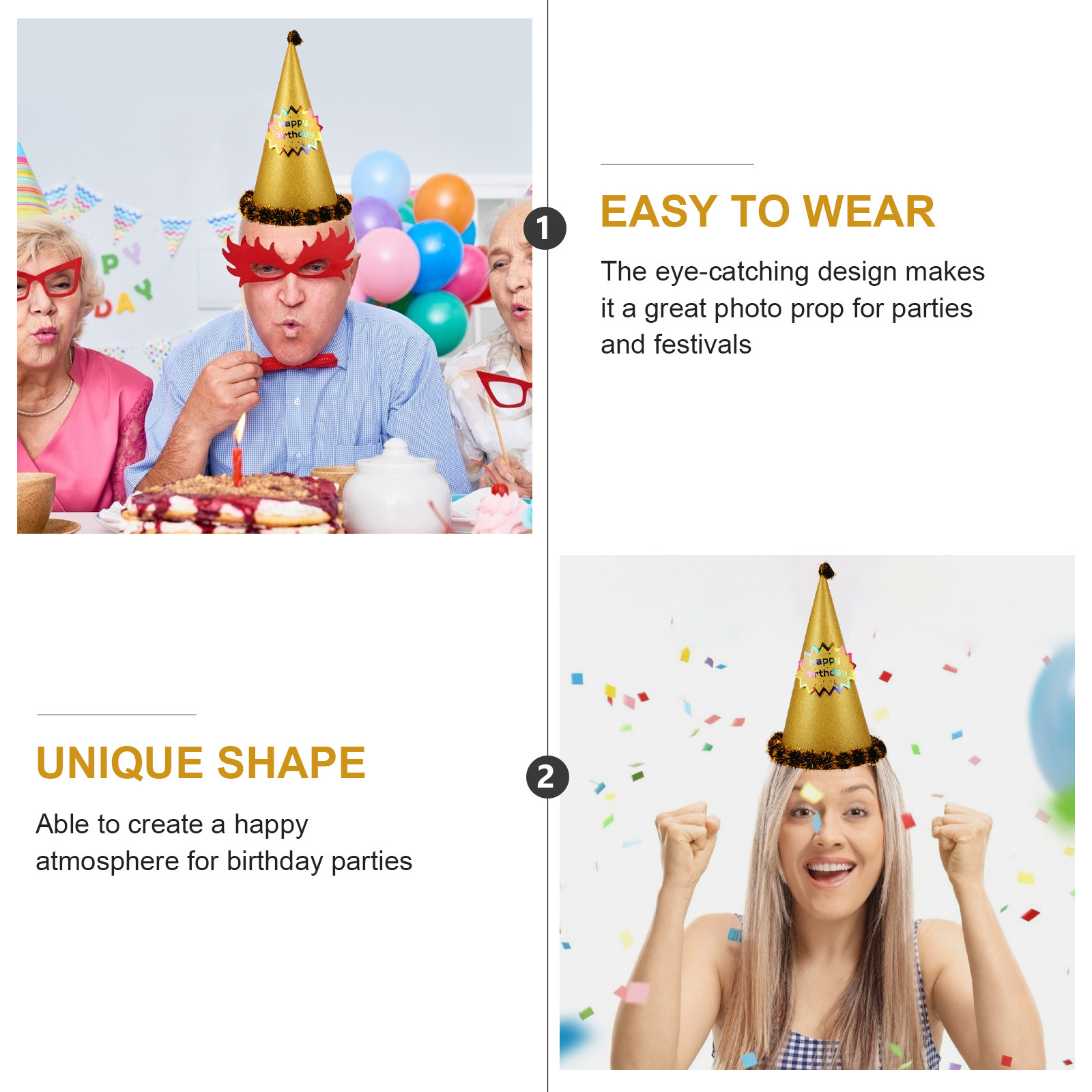 Goldener Glitzer-Kegel-Partyhu – Party Hat Cone Bewertung und Preis