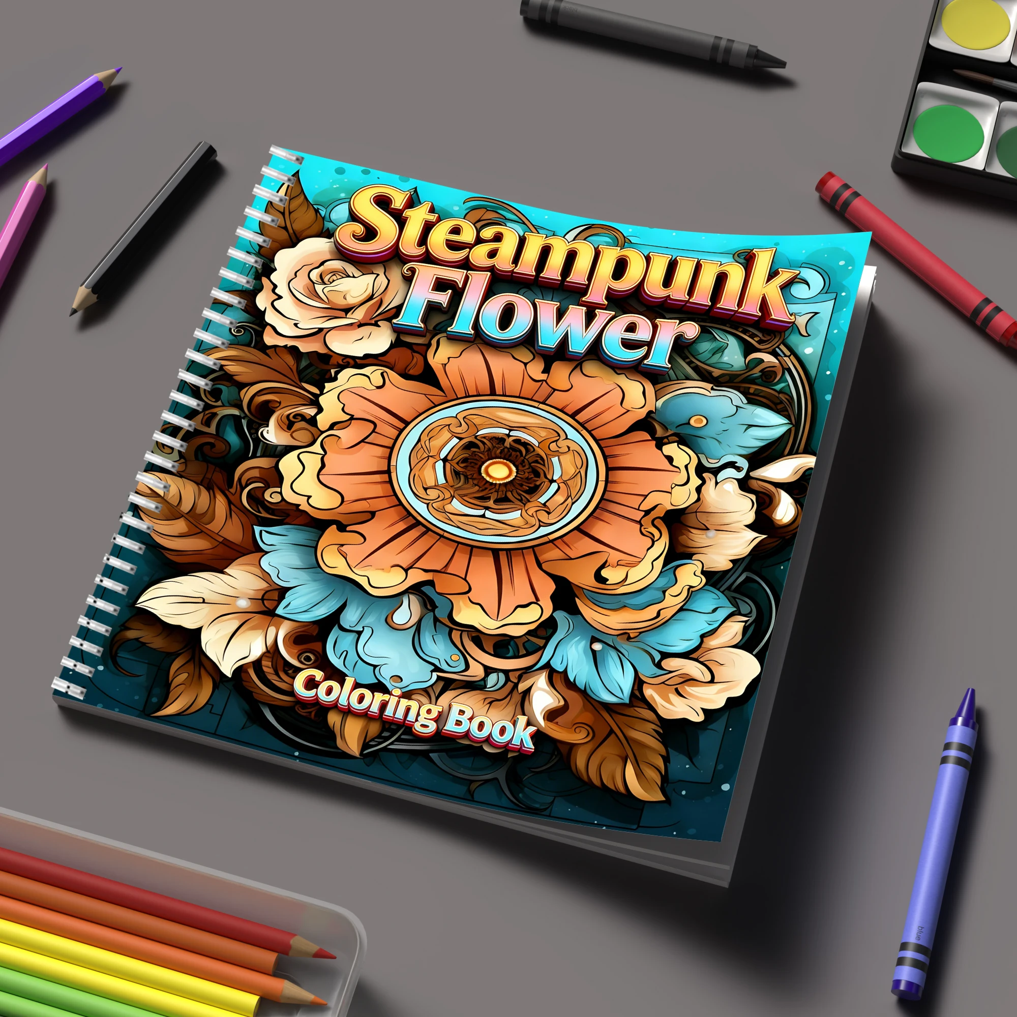 Malbuch „Steampunk-Blumen“ für – Event Supplies Bewertung und Preis
