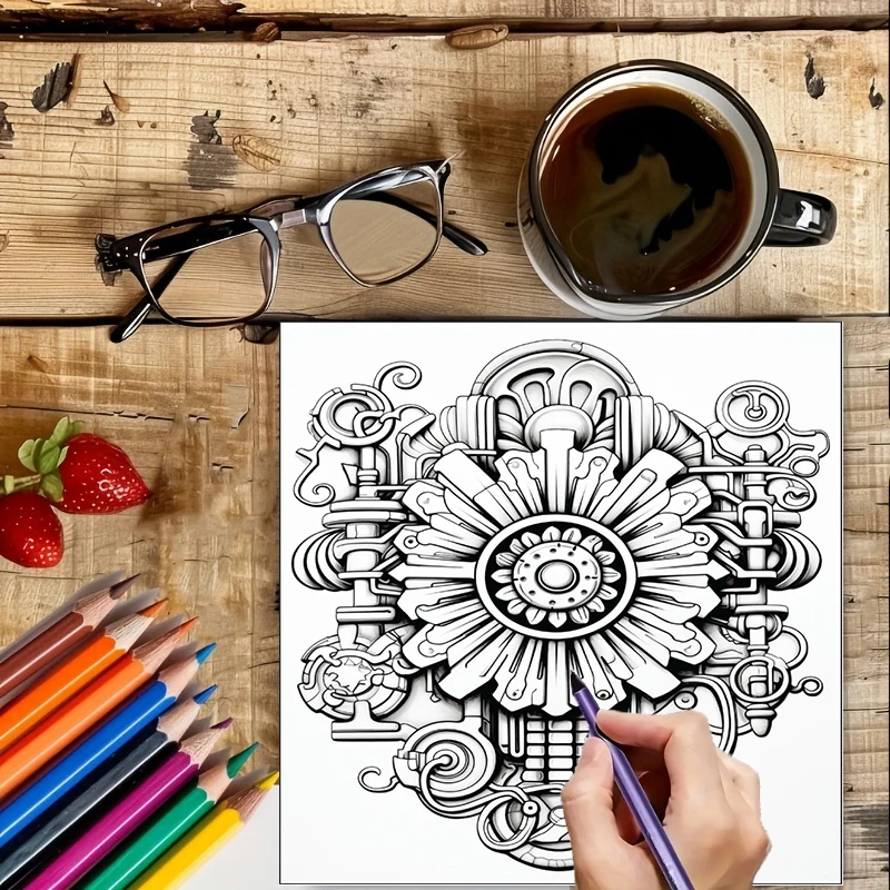 Malbuch „Steampunk-Blumen“ für – Event Supplies Bewertung und Preis