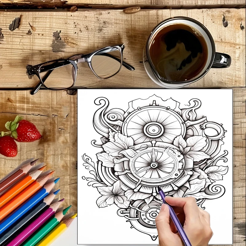 Malbuch „Steampunk-Blumen“ für – Event Supplies Bewertung und Preis